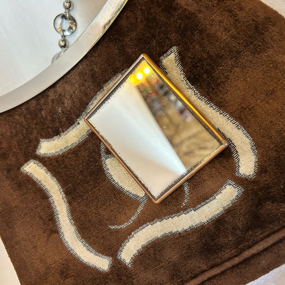 Vintage Zenith Brown Suede Designer Chain Shoulder Bag with Mirror - Picture 8 of 9